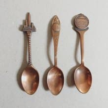 美國古董老物 芝加哥 大峽谷 懷俄明州 景點雕刻紀念 紅銅茶湯匙