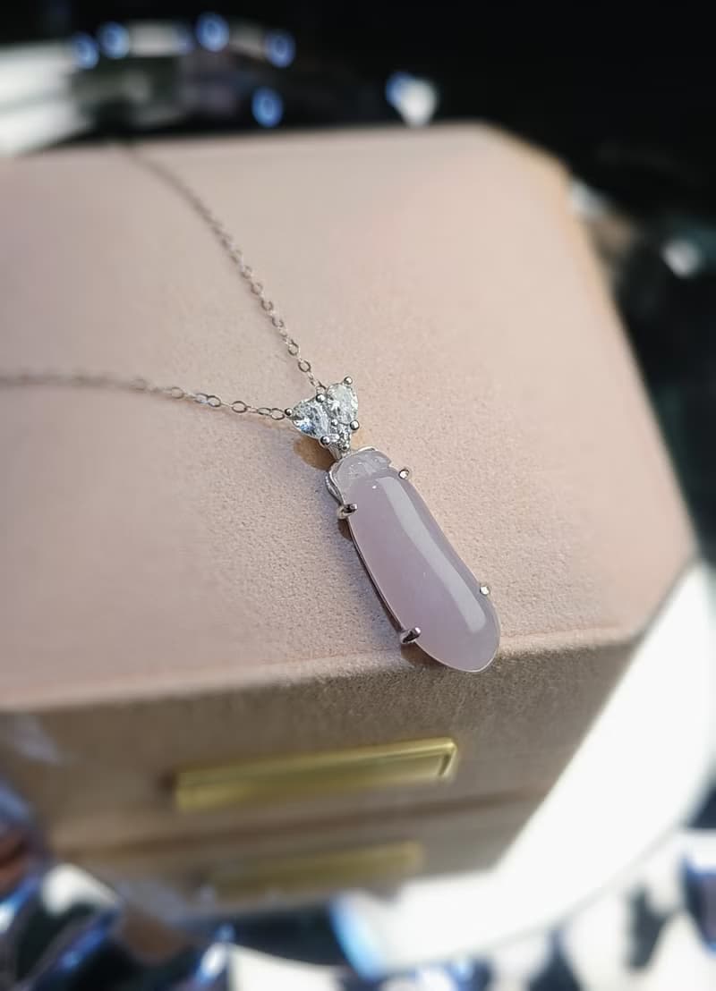 招財•福氣•貴人|冰紅紫福瓜|緬甸A貨翡翠純銀吊墜項鍊