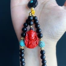 觀音佛 綠松石 硃砂 保平安 黑檀木 禮物 手機掛 包掛