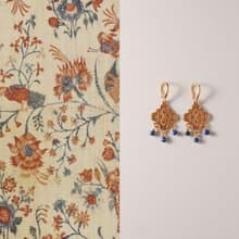 原創萬柿如意天然青金石柿蒂紋s925銀耳環生日禮物