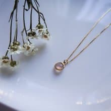 SV925 AAA 包鑲粉紅玉隨項鍊 可調長度 Pink Chalcedony 招桃花