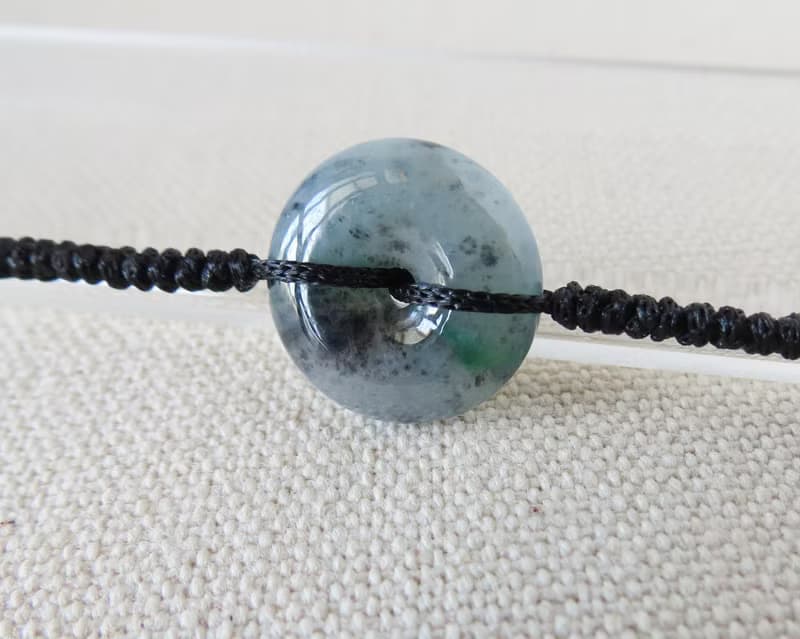 本命年【歲歲平安】冰烏雞飄綠翡翠絲光編織手鍊*SW43*招財開運