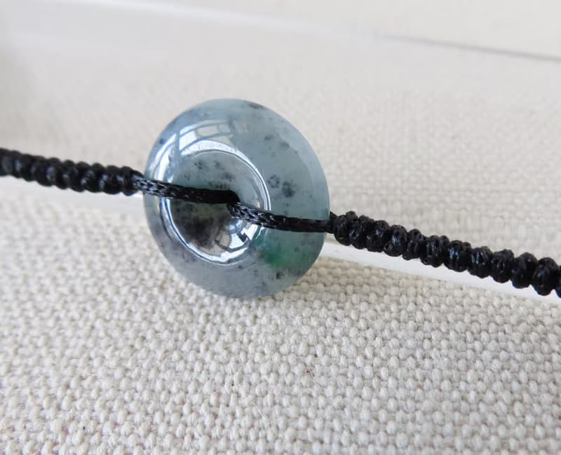 本命年【歲歲平安】冰烏雞飄綠翡翠絲光編織手鍊*SW43*招財開運