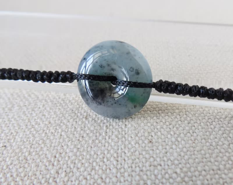 本命年【歲歲平安】冰烏雞飄綠翡翠絲光編織手鍊*SW43*招財開運