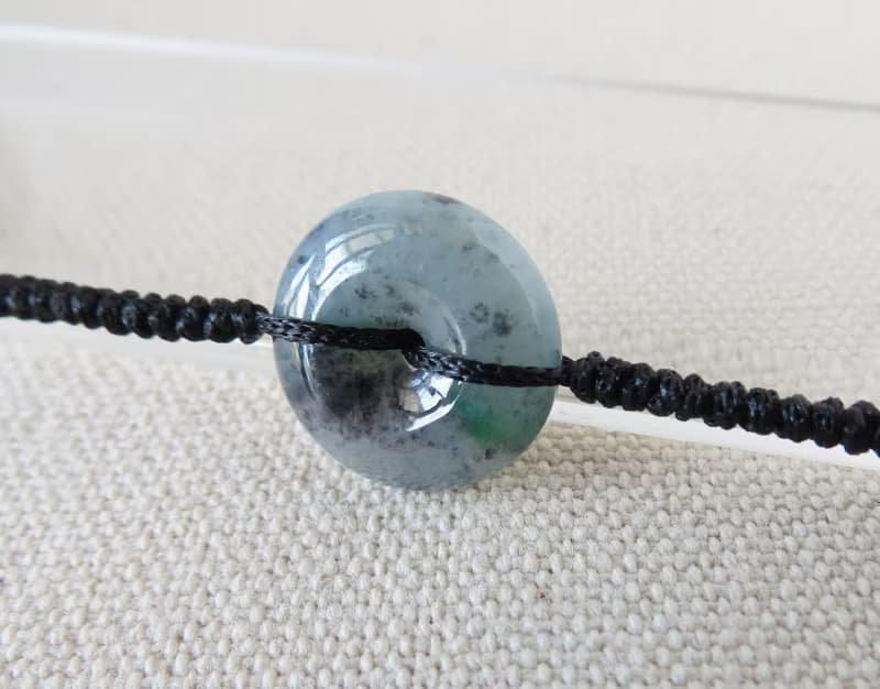 本命年【歲歲平安】冰烏雞飄綠翡翠絲光編織手鍊*SW43*招財開運