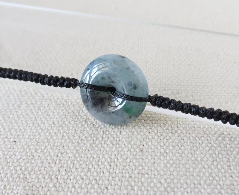 本命年【歲歲平安】冰烏雞飄綠翡翠絲光編織手鍊*SW43*招財開運