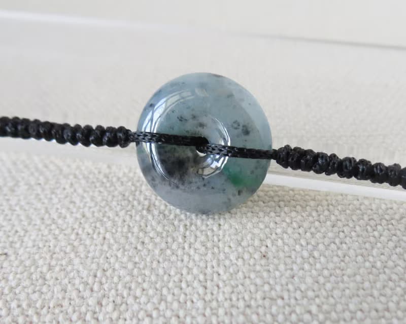 本命年【歲歲平安】冰烏雞飄綠翡翠絲光編織手鍊*SW43*招財開運