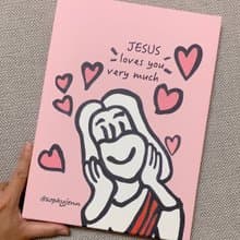 耶穌愛你 Jesus Loves You 油畫布材質 無框畫 掛畫 蘇妃藝術