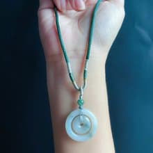 天然緬甸玉翡翠 飄花 子母扣 項鍊 禮物 長輩禮 jadeite 小孩配戴