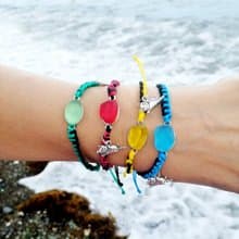 Sea Glass Cat Bracelet海廢飾品Surf bracelet女朋友禮物手作Birthday present 女朋友禮物 幸運手環