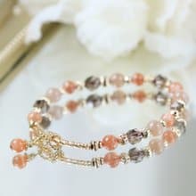 太陽石 茶晶 橙 月光石。太陽神殿的靜思。正能量 水晶手鍊