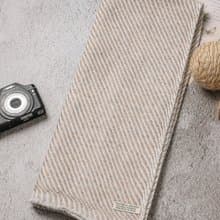 【窄版】喀什米爾羊毛圍巾 全斜紋無染淺褐 脖圍 手工機織