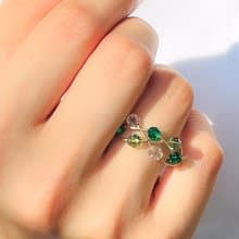 2Way Ring & Ear cuff Handmade 14kgf Crystal Simple Twist Ring 【gift box】