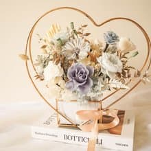【竒植花物】永生乾燥花愛心金屬盆 生日禮物 情人節禮物