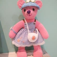 熊愛Chris熊粉紅手工編織泰迪熊knitted teddy bearテディベア