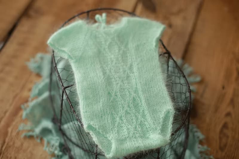 Set bonnet and romper, newborn photography props girl, knit photo prop outfit