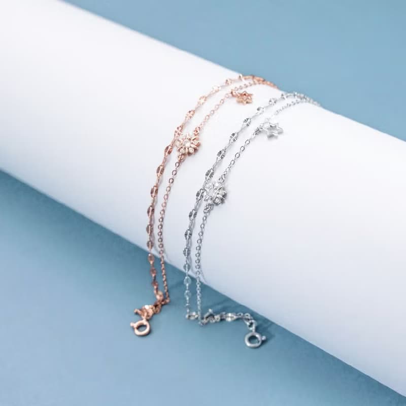 L'amour 冬日浪漫雪花手鏈 (白金色)