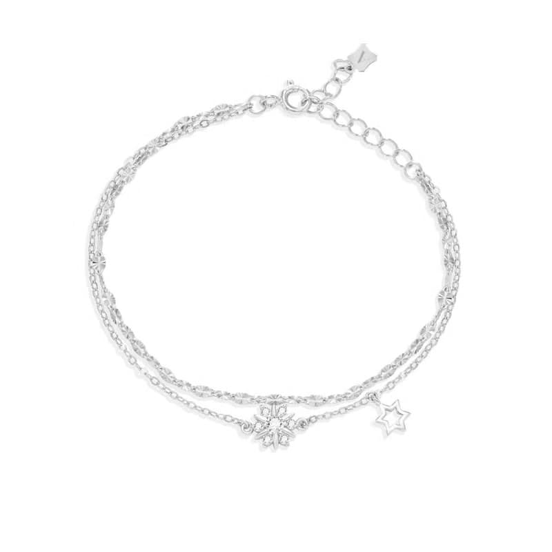 L'amour 冬日浪漫雪花手鏈 (白金色)