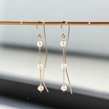 14kgf-pearl line pierced earrings /can change to clip-on
