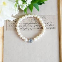 天使の石 アクアマリンとバロックパールのブレスレット 3月/6月誕生石