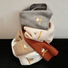 冬季氛圍感圍巾手套 可愛刺繡保暖圍脖手套