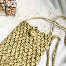 【好日手作】Handmade。日本紙線手工編織淺綠色手機斜背包側背包