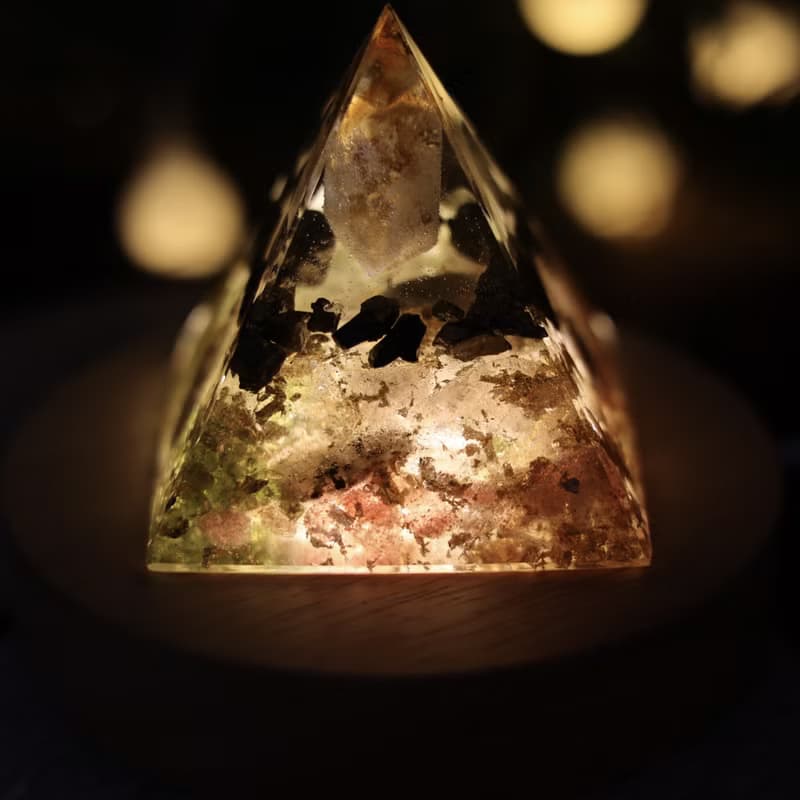 【畢業禮物】黃水晶聚寶盆小夜燈奧剛金字塔orgonite開運招財奧