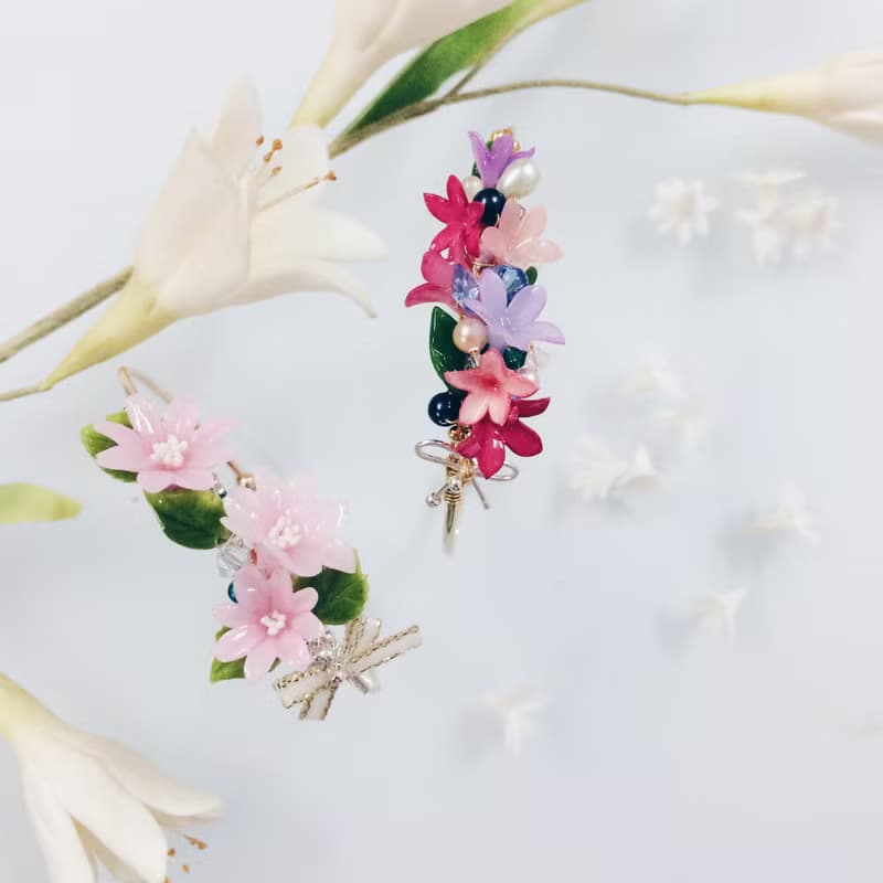 春夏花束925銀線鍍14K金銅手鐲 - Pamycarie 手工製作飾品