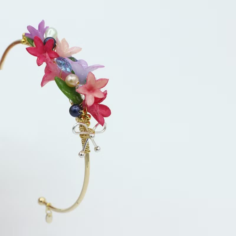 春夏花束925銀線鍍14K金銅手鐲 - Pamycarie 手工製作飾品