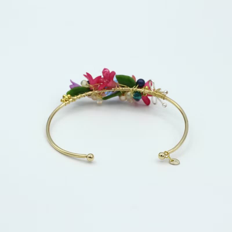 春夏花束925銀線鍍14K金銅手鐲 - Pamycarie 手工製作飾品