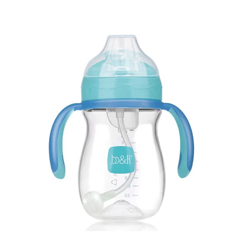 b&h TRITAN 鴨嘴360度防漏雙柄兒童學習杯240 毫升 (藍色)