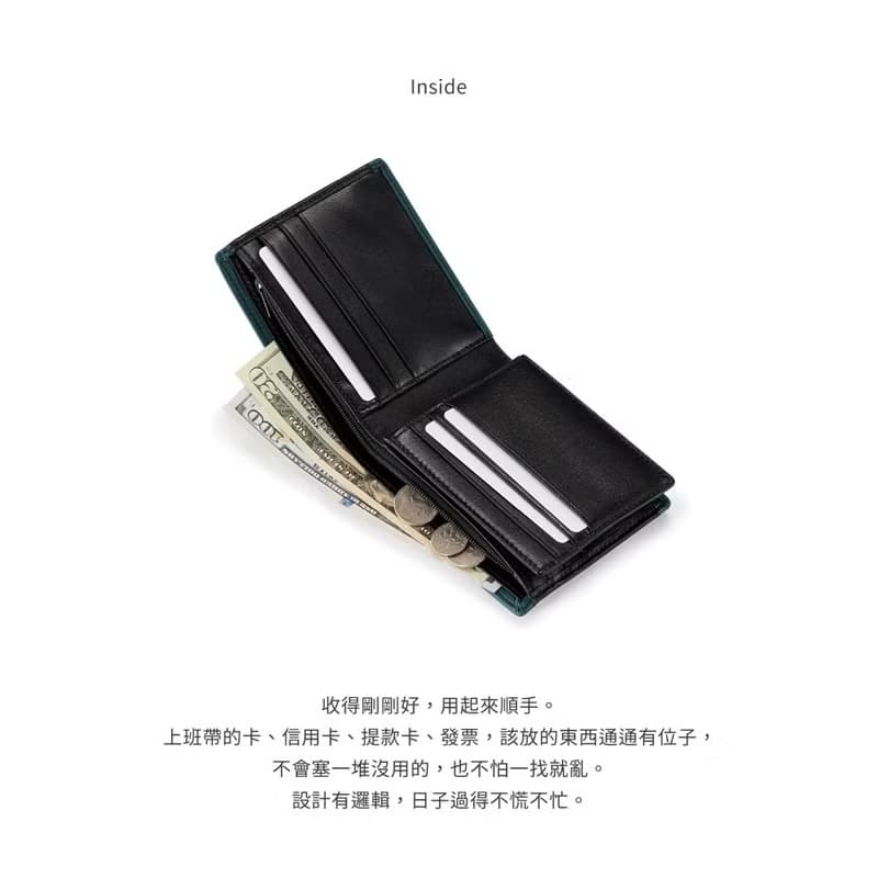 【男生禮物/24H出貨】真皮短夾 9卡中翻子夾 雙鈔拉鍊-0103-11802