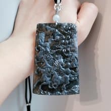 【純翠】天然翡翠 冰透黑烏雞雙拋美八駿圖項鍊 送禮首選