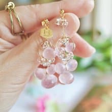 ローズクォーツ　桜　天然石ピアス