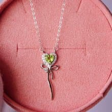 Natural Peridot Necklace Sterling silver 925.