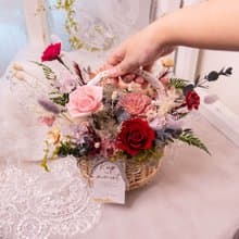 【浪漫】永生花 乾燥花花籃 開幕盆栽 新居賀禮 拍照道具 / 共2款