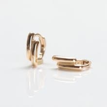 14K Double Bread Lock Earring 長條小耳扣耳環(內徑5mm) (單個)