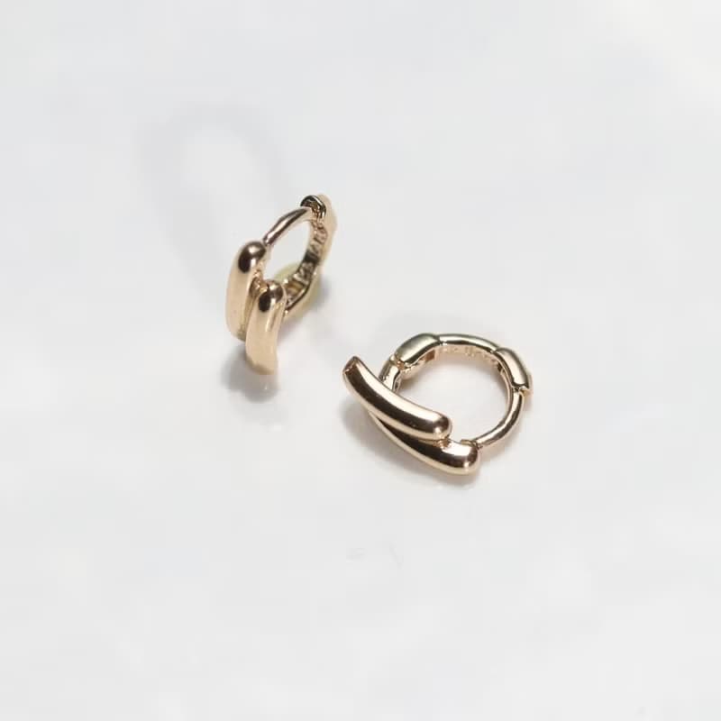 14K Double Bread Lock Earring 長條小耳扣耳環(內徑5mm) (單個)