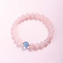 粉水晶海藍寶14K包金手鍊 | 天然水晶手鍊禮物