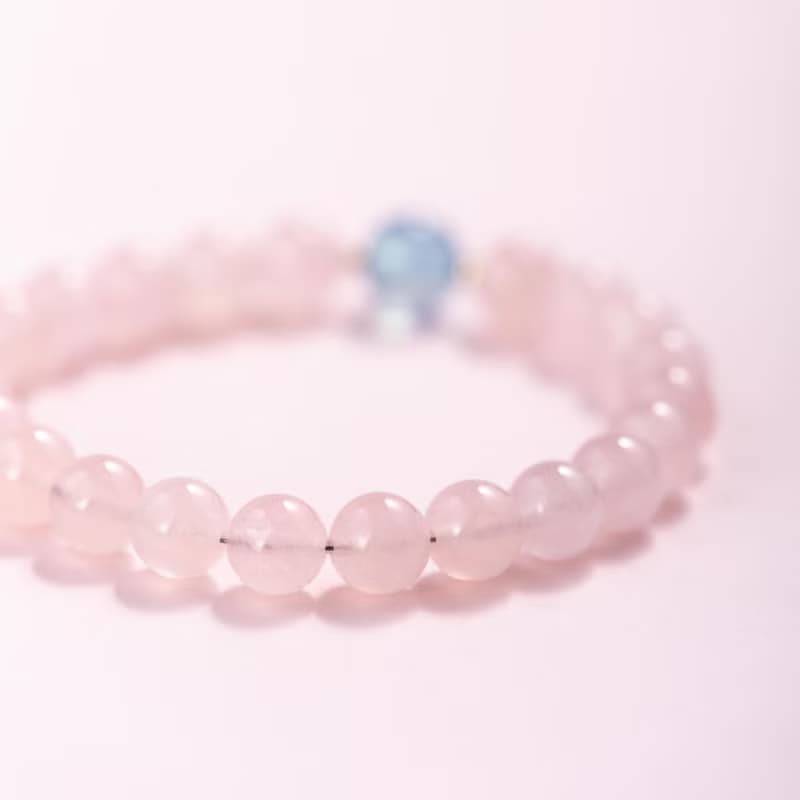 粉水晶海藍寶14K包金手鍊 | 天然水晶手鍊禮物