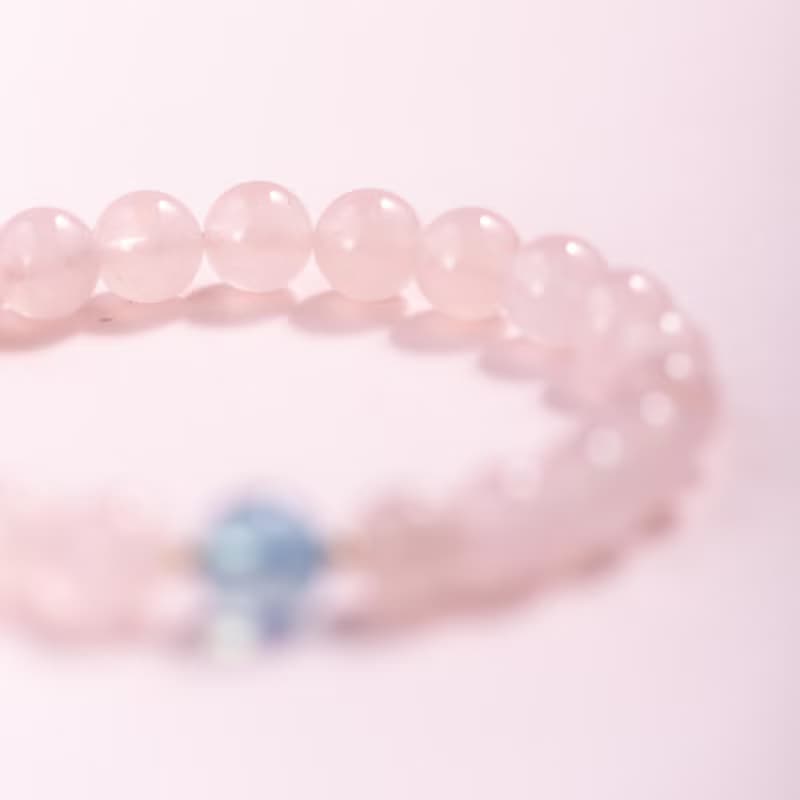 粉水晶海藍寶14K包金手鍊 | 天然水晶手鍊禮物