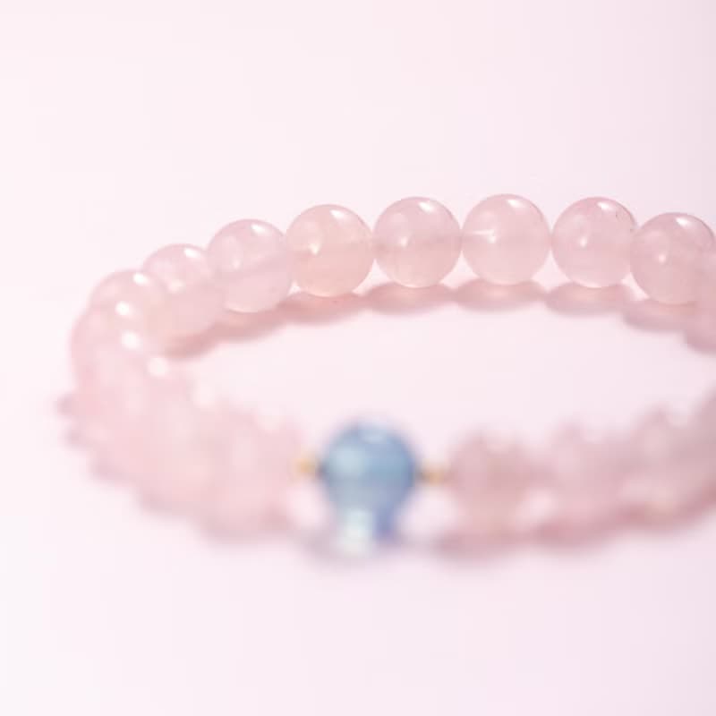 粉水晶海藍寶14K包金手鍊 | 天然水晶手鍊禮物