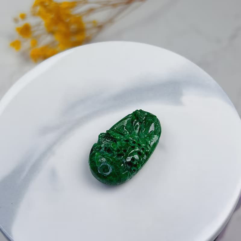 老花青翡翠山水牌項鍊 | 天然緬甸玉翡翠A貨 | 送禮