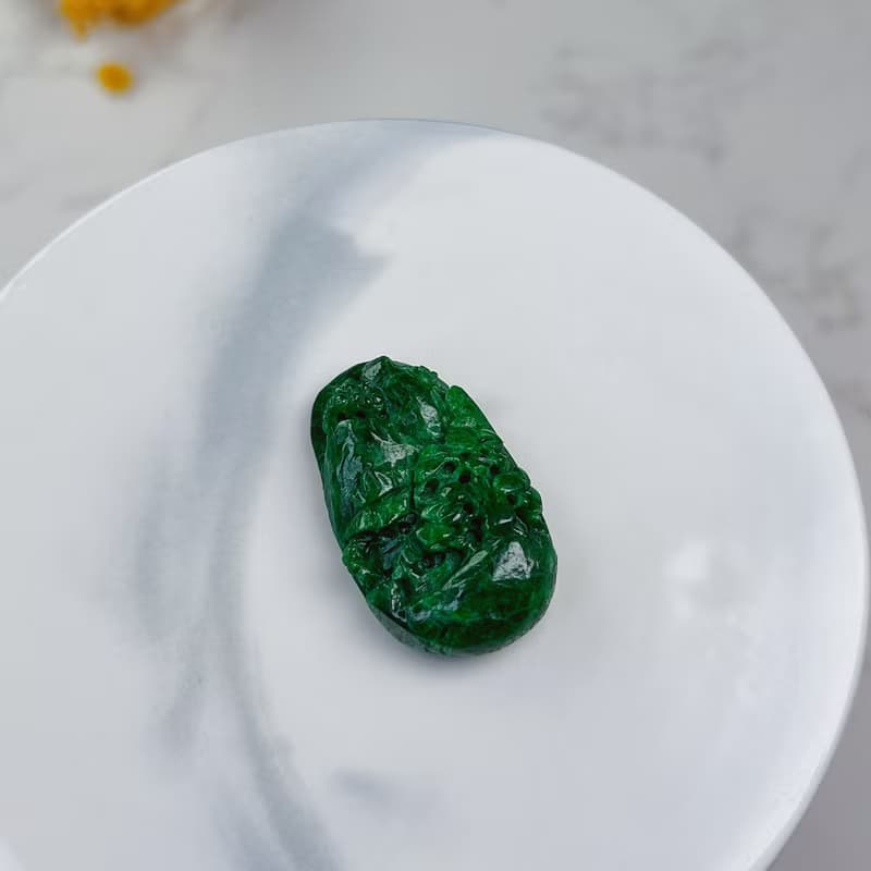 老花青翡翠山水牌項鍊 | 天然緬甸玉翡翠A貨 | 送禮