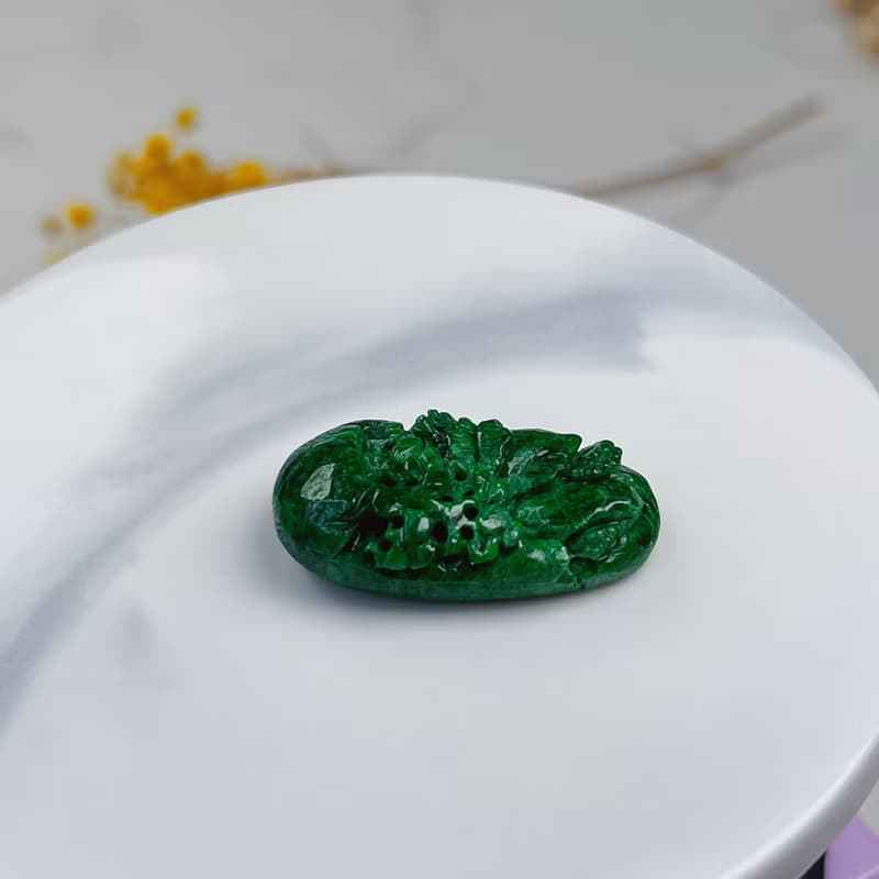 老花青翡翠山水牌項鍊 | 天然緬甸玉翡翠A貨 | 送禮