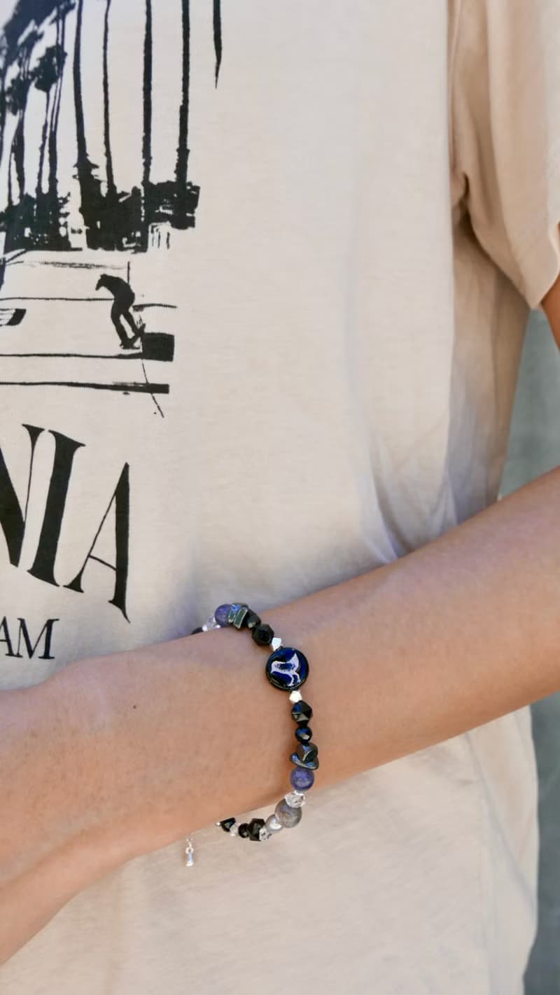 天然石手鍊/黑曜石/黑膽石