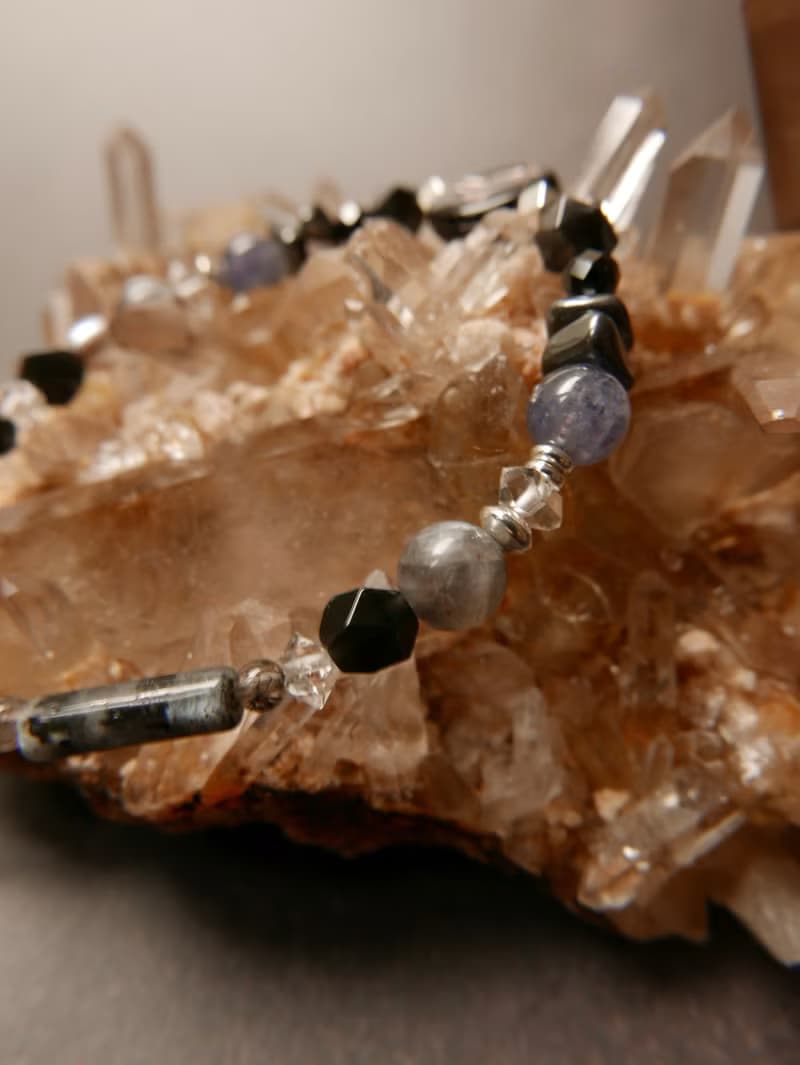 天然石手鍊/黑曜石/黑膽石