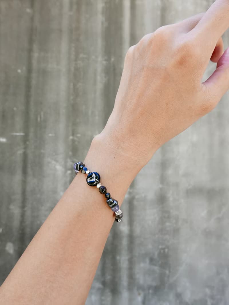 天然石手鍊/黑曜石/黑膽石