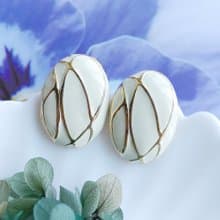 Vintage Jewelry 西洋古董飾品 復古 簡約 白琺瑯 知性 針式耳環
