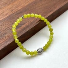 【生活富足】綠石小魚兒復古鍍銀手鏈 寓意快樂 橄欖綠色 森林色